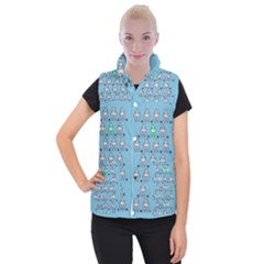 Funny Cow Pattern Women s Button Up Puffer Vest by Nexatart