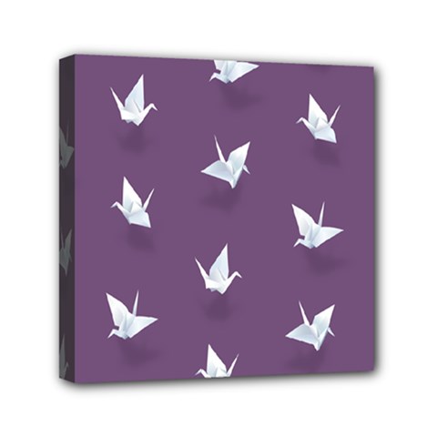 Goose Swan Animals Birl Origami Papper White Purple Mini Canvas 6  X 6  by Mariart