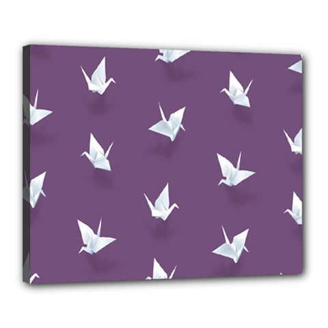 Goose Swan Animals Birl Origami Papper White Purple Canvas 20  X 16  by Mariart