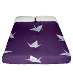 Goose Swan Animals Birl Origami Papper White Purple Fitted Sheet (king Size) by Mariart