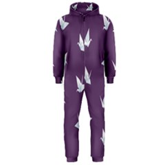 Goose Swan Animals Birl Origami Papper White Purple Hooded Jumpsuit (men)  by Mariart