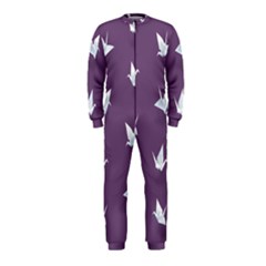 Goose Swan Animals Birl Origami Papper White Purple Onepiece Jumpsuit (kids) by Mariart