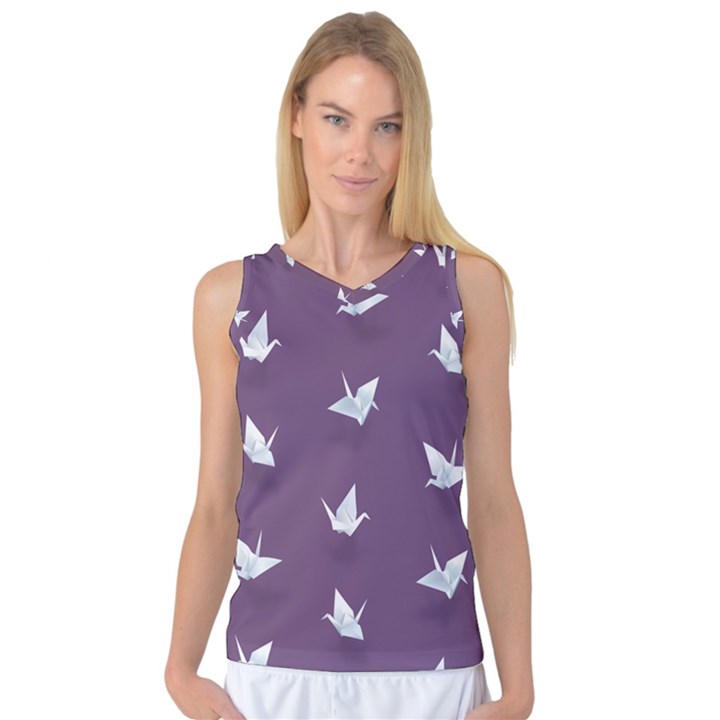 Goose Swan Animals Birl Origami Papper White Purple Women s Basketball Tank Top