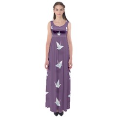 Goose Swan Animals Birl Origami Papper White Purple Empire Waist Maxi Dress by Mariart