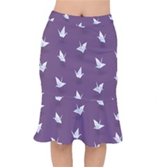 Goose Swan Animals Birl Origami Papper White Purple Mermaid Skirt