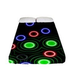 Neons Couleurs Circle Light Green Red Line Fitted Sheet (full/ Double Size) by Mariart