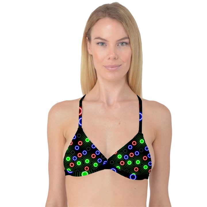 Neons Couleurs Circle Light Green Red Line Reversible Tri Bikini Top