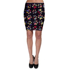 Colorful Paw Prints Pattern Background Reinvigorated Bodycon Skirt by Nexatart