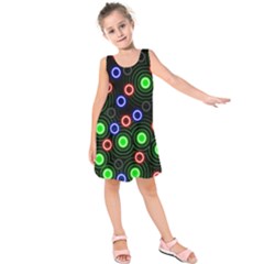 Neons Couleurs Circle Light Green Red Line Kids  Sleeveless Dress by Mariart