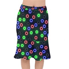 Neons Couleurs Circle Light Green Red Line Mermaid Skirt