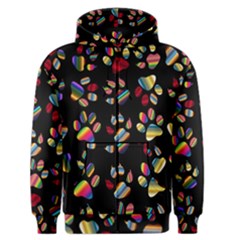 Colorful Paw Prints Pattern Background Reinvigorated Men s Zipper Hoodie by Nexatart