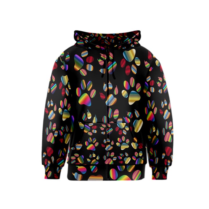 Colorful Paw Prints Pattern Background Reinvigorated Kids  Zipper Hoodie