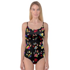 Colorful Paw Prints Pattern Background Reinvigorated Camisole Leotard  by Nexatart