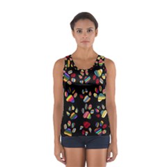 Colorful Paw Prints Pattern Background Reinvigorated Women s Sport Tank Top  by Nexatart