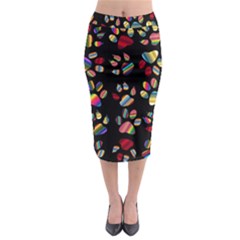 Colorful Paw Prints Pattern Background Reinvigorated Midi Pencil Skirt by Nexatart