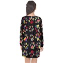 Colorful Paw Prints Pattern Background Reinvigorated Long Sleeve Chiffon Shift Dress  View2