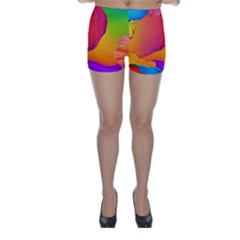 Paint Rainbow Color Blue Red Green Blue Purple Skinny Shorts