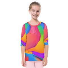 Paint Rainbow Color Blue Red Green Blue Purple Kids  Quarter Sleeve Raglan Tee