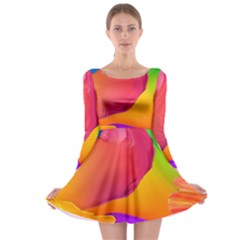 Paint Rainbow Color Blue Red Green Blue Purple Long Sleeve Skater Dress by Mariart