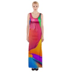 Paint Rainbow Color Blue Red Green Blue Purple Maxi Thigh Split Dress by Mariart