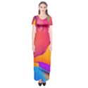 Paint Rainbow Color Blue Red Green Blue Purple Short Sleeve Maxi Dress View1