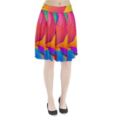 Paint Rainbow Color Blue Red Green Blue Purple Pleated Skirt