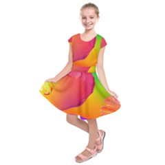 Paint Rainbow Color Blue Red Green Blue Purple Kids  Short Sleeve Dress by Mariart