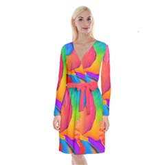 Paint Rainbow Color Blue Red Green Blue Purple Long Sleeve Velvet Front Wrap Dress by Mariart