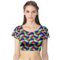 Seamless Rgb Isometric Cubes Pattern Short Sleeve Crop Top (Tight Fit) View1