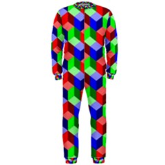 Seamless Rgb Isometric Cubes Pattern Onepiece Jumpsuit (men)  by Nexatart