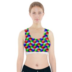 Seamless Rgb Isometric Cubes Pattern Sports Bra With Pocket