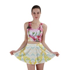 Crane White Yellow Bird Eye Animals Face Mask Mini Skirt by Mariart