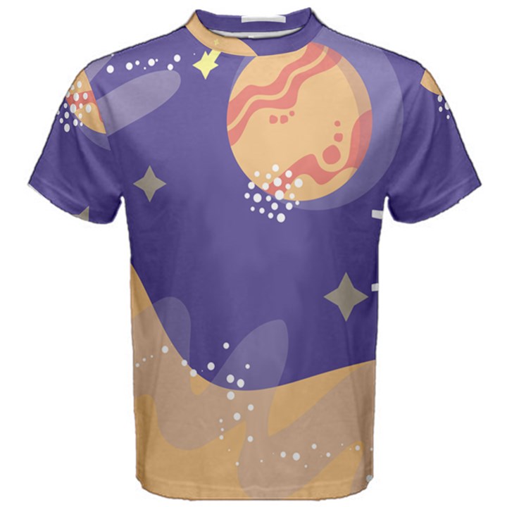 Planet Galaxy Space Star Polka Meteor Moon Blue Sky Circle Men s Cotton Tee