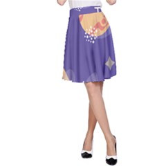 Planet Galaxy Space Star Polka Meteor Moon Blue Sky Circle A-line Skirt by Mariart