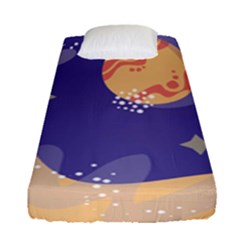 Planet Galaxy Space Star Polka Meteor Moon Blue Sky Circle Fitted Sheet (single Size) by Mariart