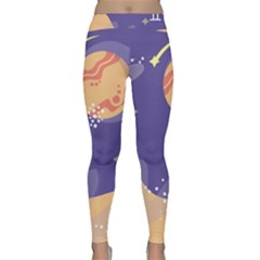 Planet Galaxy Space Star Polka Meteor Moon Blue Sky Circle Classic Yoga Leggings by Mariart