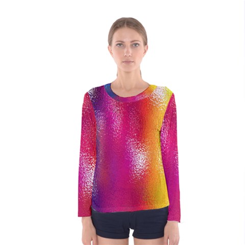 Color Glass Rainbow Green Yellow Gold Pink Purple Red Blue Women s Long Sleeve Tee by Mariart