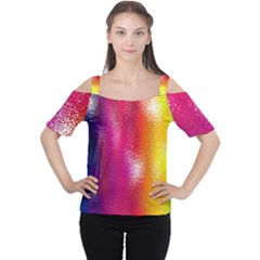 Color Glass Rainbow Green Yellow Gold Pink Purple Red Blue Women s Cutout Shoulder Tee