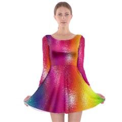 Color Glass Rainbow Green Yellow Gold Pink Purple Red Blue Long Sleeve Skater Dress by Mariart