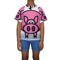 Pork Pig Pink Animals Kids  Short Sleeve Swimwear by Mariart