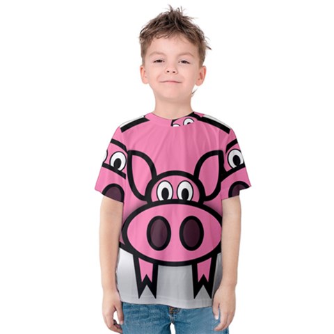 Pork Pig Pink Animals Kids  Cotton Tee by Mariart