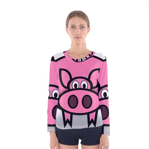 Pork Pig Pink Animals Women s Long Sleeve Tee by Mariart