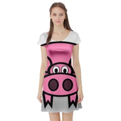 Pork Pig Pink Animals Short Sleeve Skater Dress by Mariart