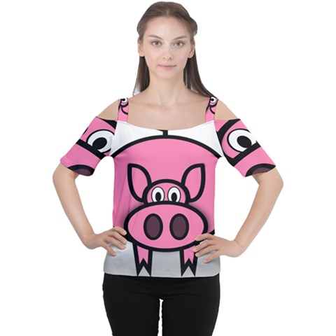 Pork Pig Pink Animals Women s Cutout Shoulder Tee by Mariart