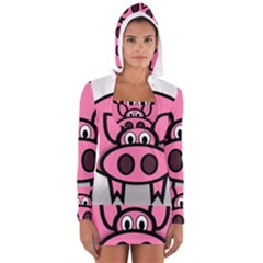 Pork Pig Pink Animals Women s Long Sleeve Hooded T-shirt by Mariart