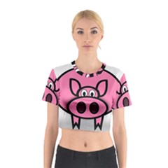 Pork Pig Pink Animals Cotton Crop Top by Mariart