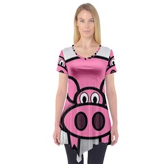 Pork Pig Pink Animals Short Sleeve Tunic 