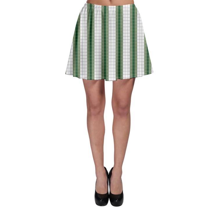 Plaid Line Green Line Vertical Skater Skirt