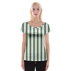 Plaid Line Green Line Vertical Women s Cap Sleeve Top by Mariart