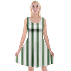 Plaid Line Green Line Vertical Reversible Velvet Sleeveless Dress by Mariart